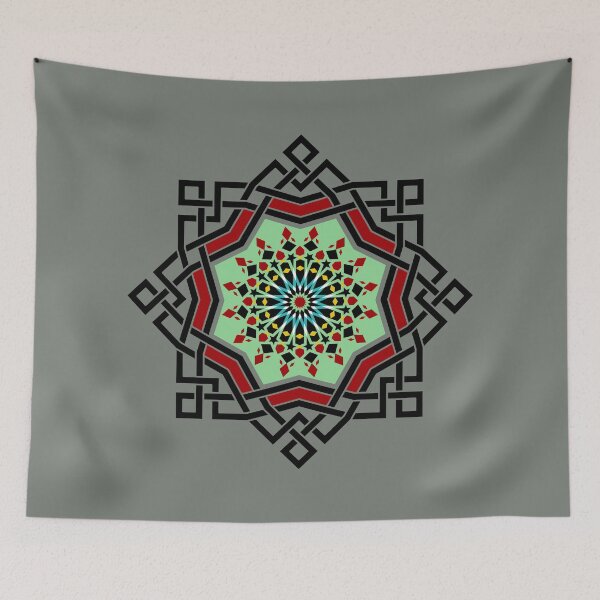 Item preview, Red and Green Star Geometric Ornament Pattern designed and sold by Tarjiart.