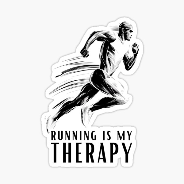 Item preview, Running is My Therapy - Male Runner Line Art designed and sold by ShadowAndSlate.