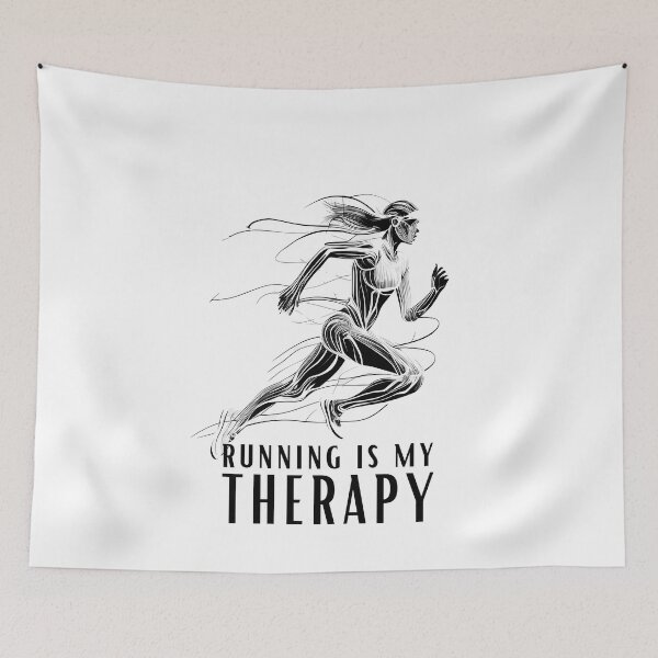 Item preview, Running is My Therapy - Female Runner Line Art designed and sold by ShadowAndSlate.
