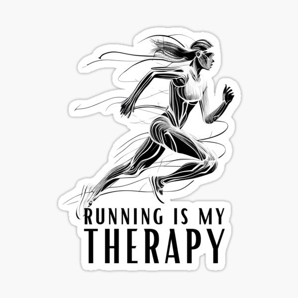 Item preview, Running is My Therapy - Female Runner Line Art designed and sold by ShadowAndSlate.