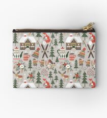 Cozy Chalet on light grey background Studio Pouch