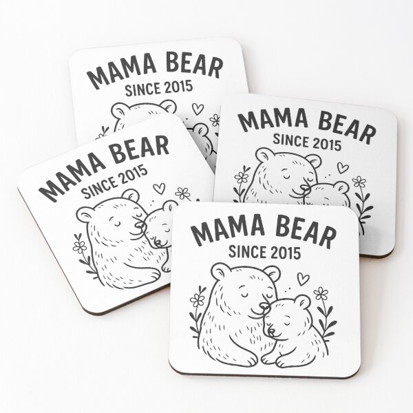 Item preview, Mama Bear Since [2015]" (with a cute bear family illustration) designed and sold by Moatasem Abo alrob.