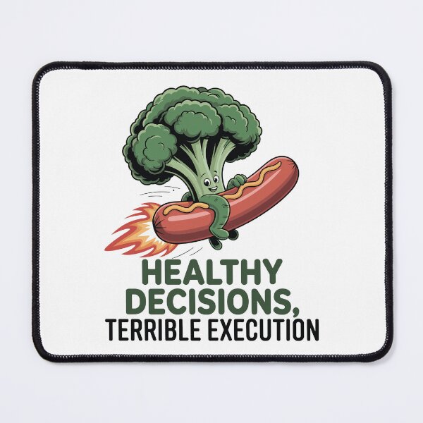 Item preview, Healthy Decisions, Terrible Execution - Funny Broccoli Hot Dog Design designed and sold by PrintMastery.