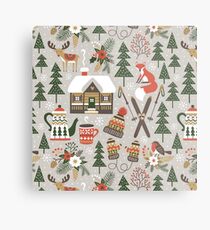Cozy Chalet on light grey background Metal Print