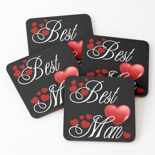 Item preview, Best Mom, white calligraphy with red hearts designed and sold by artSchip.