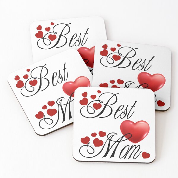 Item preview, Best Mom, black calligraphy with red hearts designed and sold by artSchip.