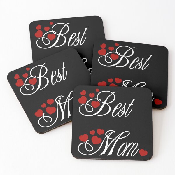 Item preview, Best Mom, white calligraphy with red hearts designed and sold by artSchip.