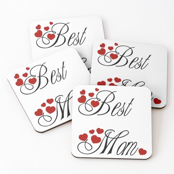 Item preview, Best Mom, black calligraphy with red hearts designed and sold by artSchip.