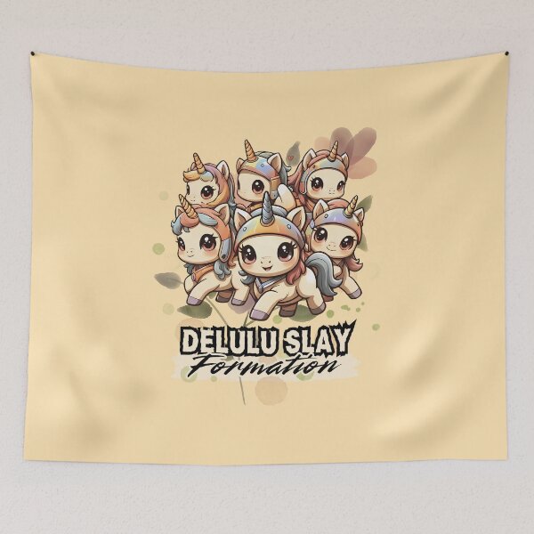 Item preview, Delulu Slay Formation – Unicorn Soft Retro Pastel Edition designed and sold by RisenAgain - Quantum BrainGlitch | Designs.