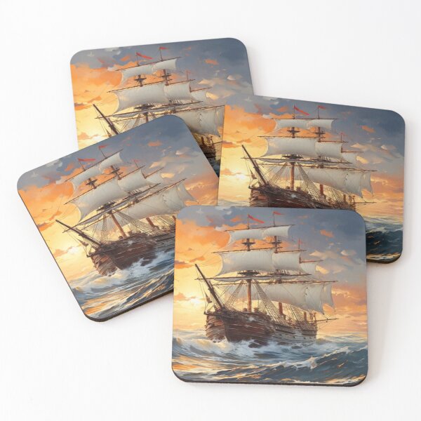 Item preview, beautiful pirate ship scenery drawing designed and sold by NivyasArtistry.