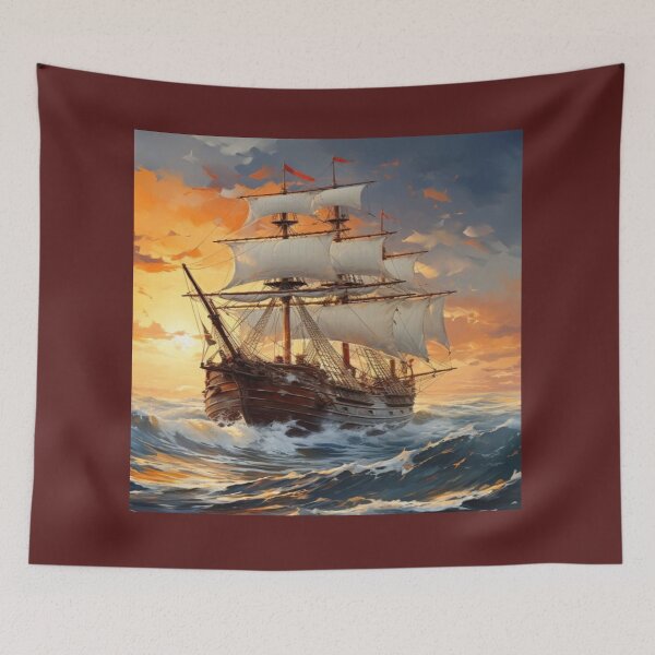 Item preview, beautiful pirate ship scenery drawing designed and sold by NivyasArtistry.