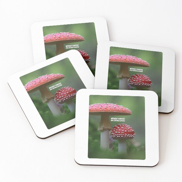 Item preview, Red Mushroom Detailed Photo Design with Inspirational Quote "Without Purpose, Only Emptiness Remains" for Nature Lovers designed and sold by knalpot-design.