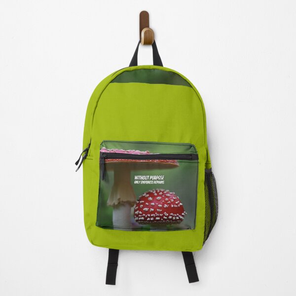 Item preview, Red Mushroom Detailed Photo Design with Inspirational Quote "Without Purpose, Only Emptiness Remains" for Nature Lovers designed and sold by knalpot-design.
