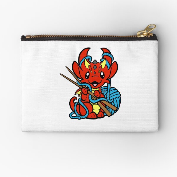 Knitting Dragon Zipper Pouch