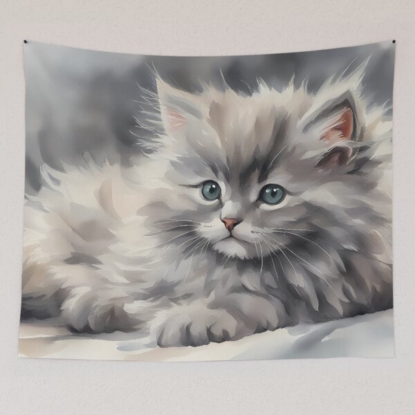 Item preview, Grey Fluffy Kitten designed and sold by CalmnessbyChoice.