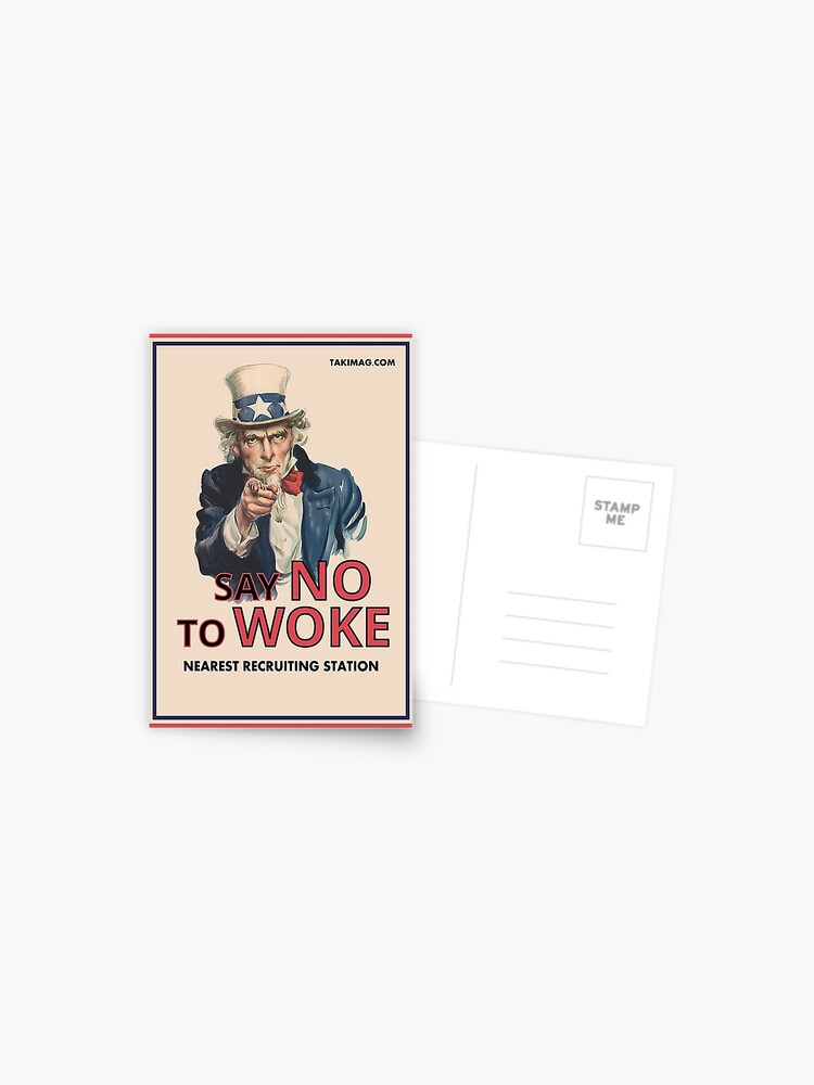 Thumbnail 1 of 2, Postcard, No To Woke v2 designed and sold by Takimag.