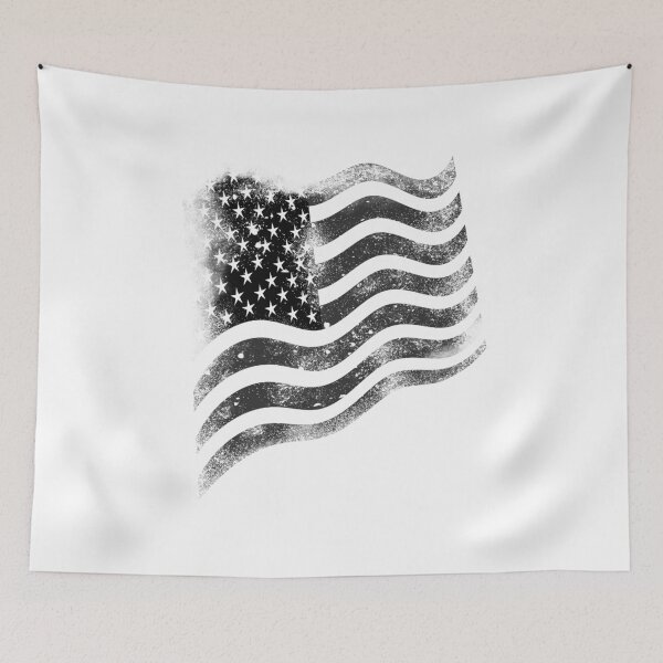 Item preview, Vintage Print American Flag Black White US Flag T-Shirt Clothing designed and sold by KimTee.