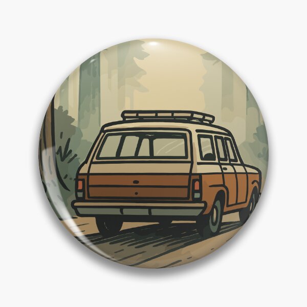 Item preview, Retro Road Trip in Forest – Scenic Station Wagon Adventure | Misty Nature Drive designed and sold by NoctaHike.