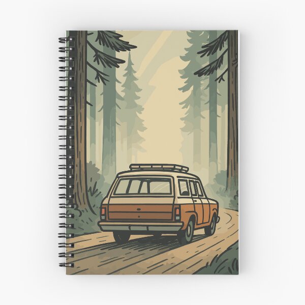 Item preview, Retro Road Trip in Forest – Scenic Station Wagon Adventure | Misty Nature Drive designed and sold by NoctaHike.