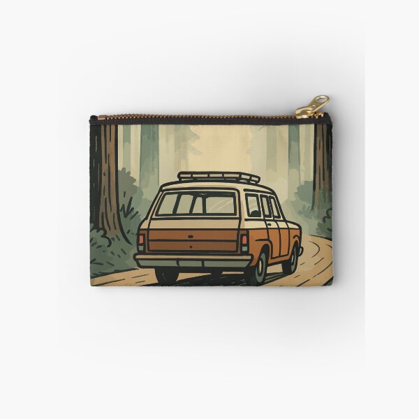 Item preview, Retro Road Trip in Forest – Scenic Station Wagon Adventure | Misty Nature Drive designed and sold by NoctaHike.