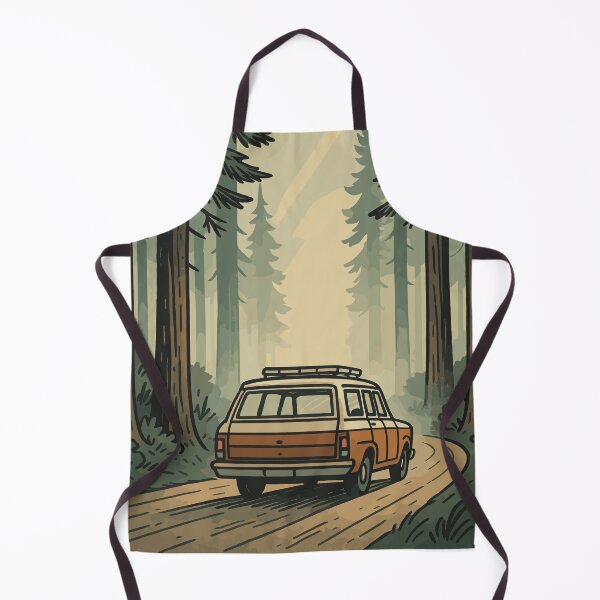 Item preview, Retro Road Trip in Forest – Scenic Station Wagon Adventure | Misty Nature Drive designed and sold by NoctaHike.