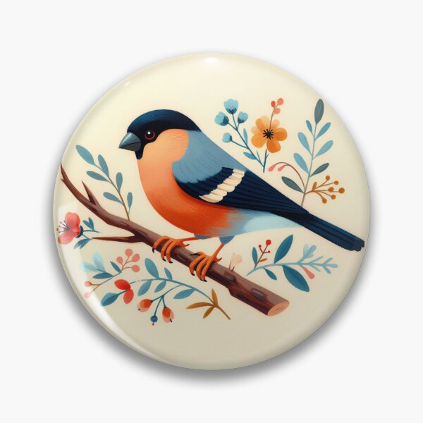 Item preview, Bullfinch - Watercolour Folk Art by heidiannemorris © designed and sold by FOLK ART FUSION.