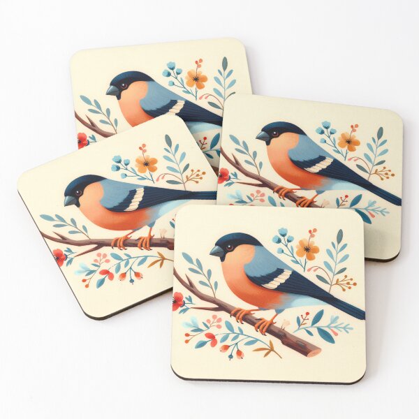 Item preview, Bullfinch - Watercolour Folk Art by heidiannemorris © designed and sold by FOLK ART FUSION by heidiannemorris.