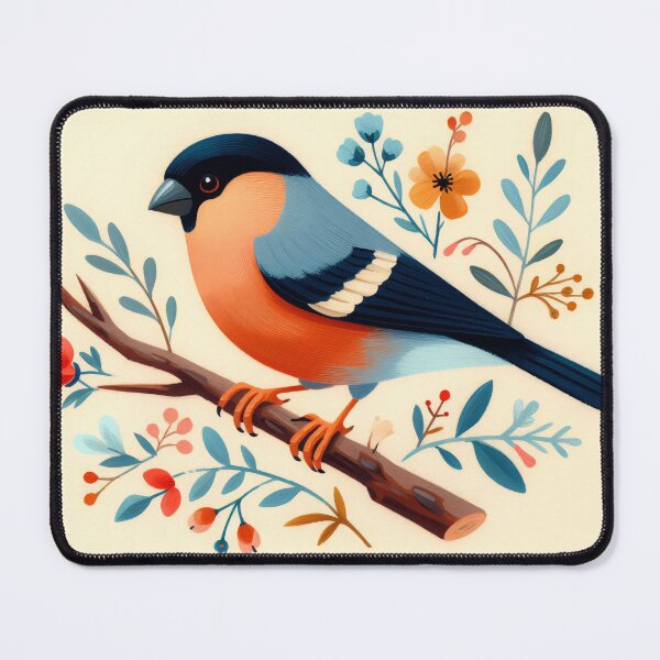 Item preview, Bullfinch - Watercolour Folk Art by heidiannemorris © designed and sold by FOLK ART FUSION by heidiannemorris.