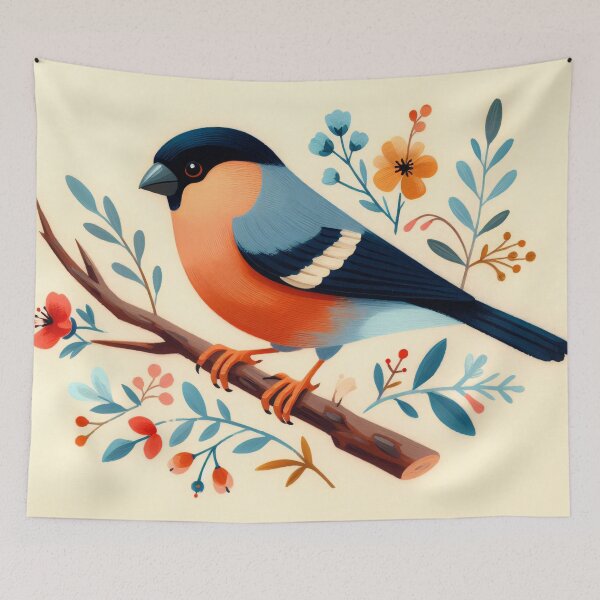 Item preview, Bullfinch - Watercolour Folk Art by heidiannemorris © designed and sold by FOLK ART FUSION by heidiannemorris.