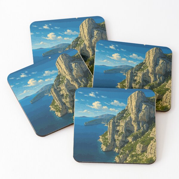 Item preview, Crossing the Calanques – Vintage Poster | Marseille-Cassis Hike designed and sold by Atelier Brume.