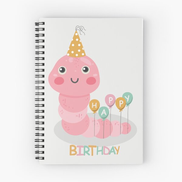 Item preview, Flat Design Happy Birthday Illustration with Pink Worm and Balloons designed and sold by AlginaPugachova.