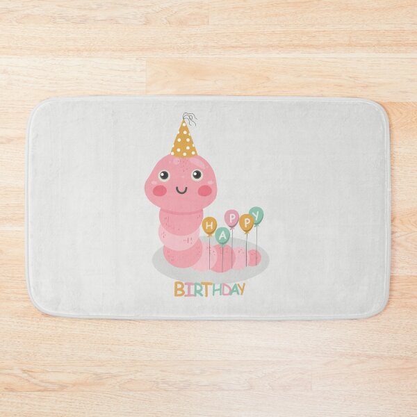 Item preview, Flat Design Happy Birthday Illustration with Pink Worm and Balloons designed and sold by AlginaPugachova.
