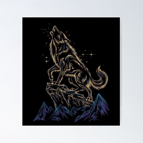 Item preview, Galaxy Wolf Silhouette Howling designed and sold by MadCatPrints.