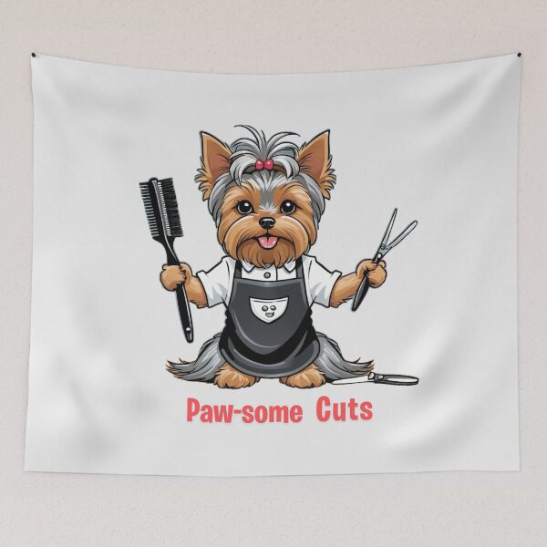 Item preview, Unique Funny Yorkshire Terrier Dog Owner - Hairdresser Cartoon Gift – Whimsical Pet-Themed Artwork – Pet and Owner Humor Cartoons designed and sold by KoraTalks.