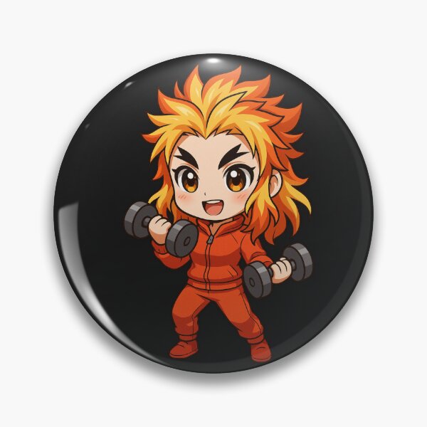 Item preview, Flame Chibi Fighter Girl Lifting Dumbbells – Kawaii Anime Workout Character designed and sold by ColorSplash123.