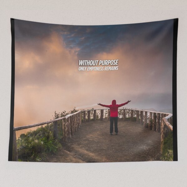 Item preview, Golden Sunset on Tranquil Hills – Inspiring Landscape Art with Quote “Without Purpose, Only Emptiness Remains” designed and sold by knalpot-design.