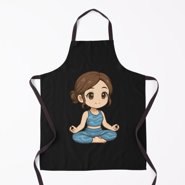 Aperçu de l'œuvre Fille Chibi Yoga Flux d'eau – Pose calme d'anime kawaii avec tenue bleue créée et vendue par ColorSplash123.