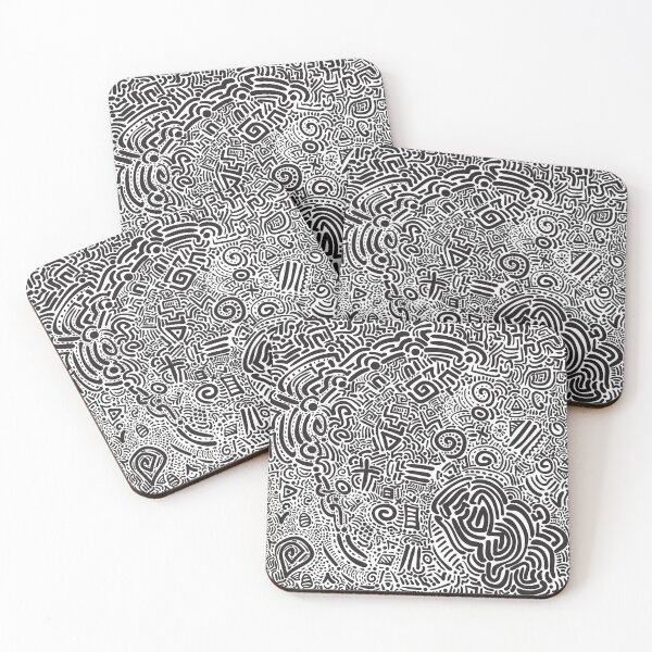 Item preview, Intricate Black and White Abstract Doodle Maze Art designed and sold by MetaMuralStudio.