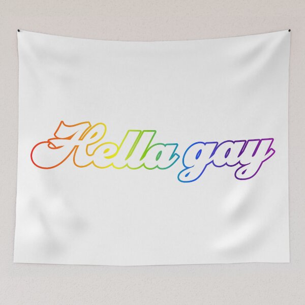 Item preview, Hella Gay - White With Rainbow designed and sold by sillyjess.