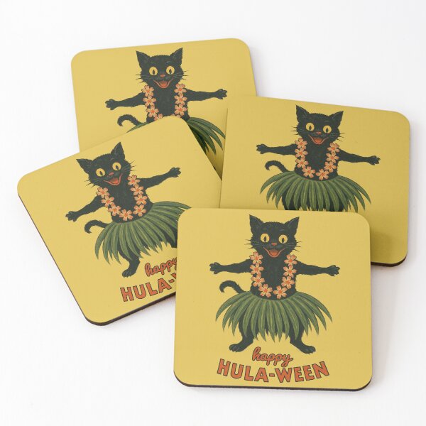 Item preview, Happy Hula-Ween – Funny Retro Black Cat Halloween Luau Design designed and sold by Victor Shadehorn.