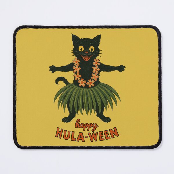 Item preview, Happy Hula-Ween – Funny Retro Black Cat Halloween Luau Design designed and sold by Victor Shadehorn.