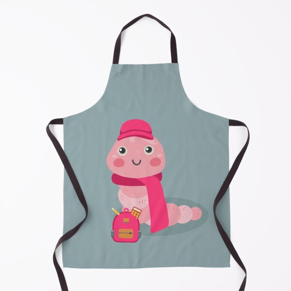 Item preview, Flat Design Ready To Study Illustration with Pink Worm and Wearing Hat, Scarf, Bag designed and sold by AlginaPugachova.