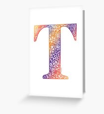 Floral Letter T - Capital Letter Sunset Greeting Card