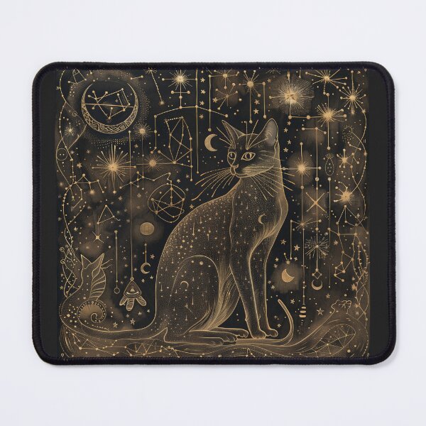 Item preview, Siamese Cat Surrounded by Astrological Constellations, Golden Design on Black designed and sold by Line-Creations.