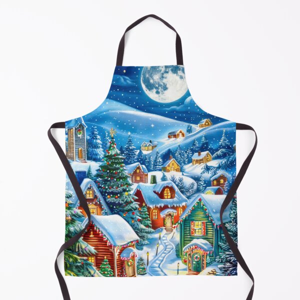 Item preview, Snowy Mountain Town at Night Painting designed and sold by MargaretWiktor.