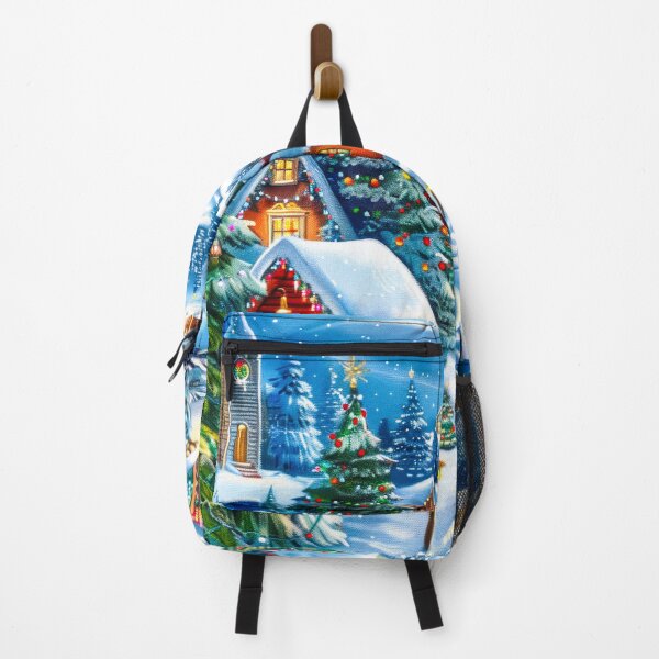 Item preview, Snowy Mountain Town at Night Painting designed and sold by MargaretWiktor.