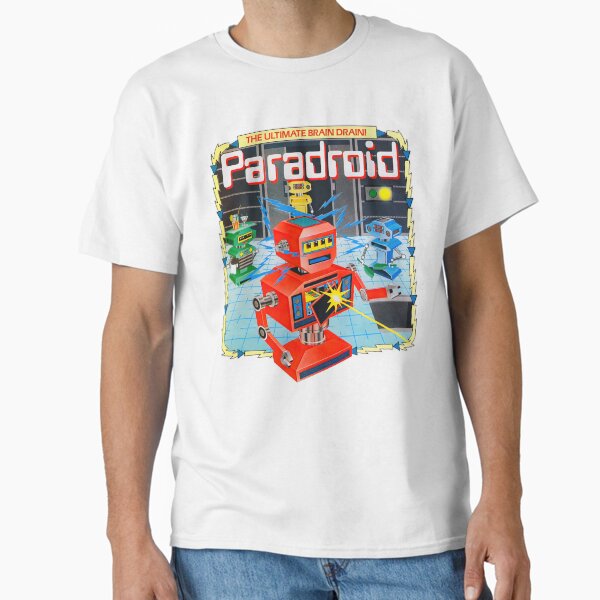 Vista previa del artículo con la obra «Portada del juego Paradroid HD», diseñado y vendido por Retr0Tshirts.