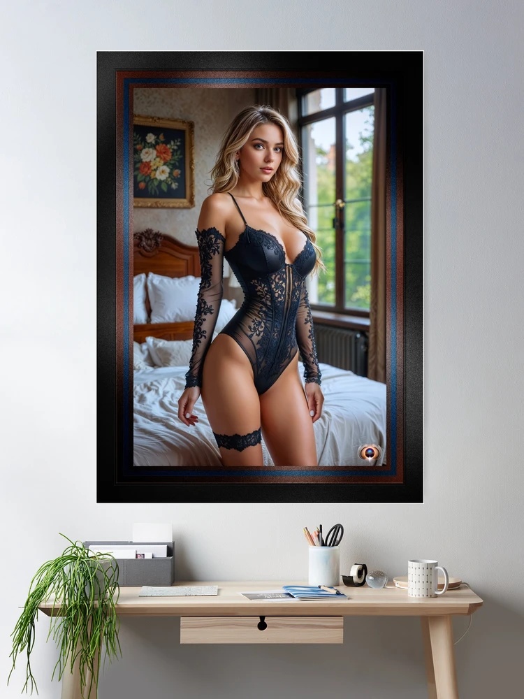 A Sensual Portrait Of Alina Lorenthia In Delicate Lace Lingerie AI Concept Art by Xzendor7 2 A Sensual Portrait Of Alina Lorenthia In Delicate Lace Lingerie Evocative AI Concept Art by Xzendor7 Room Decor Poster Art Print