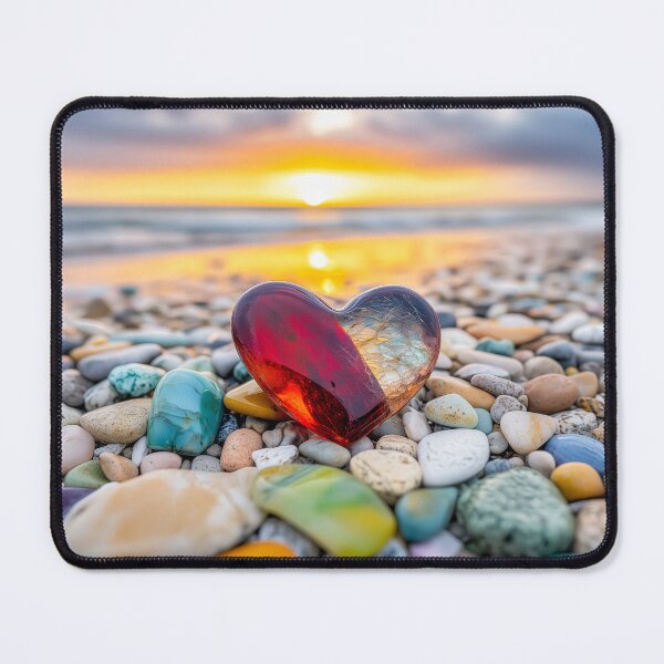 Item preview, Glass Heart at Sunset – Beach Pebble Romance designed and sold by AngelottiCR.