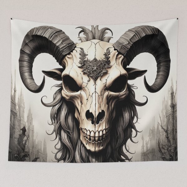 Item preview, Gothic Horned Goat Skull  designed and sold by Bunmigraphics .
